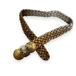 Vintage Marjorie Baer Woven Hammered Metal Leather and Jute Belt